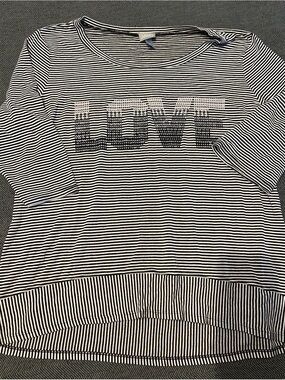 Vanity Black and White Striped Tee with Crew Neck